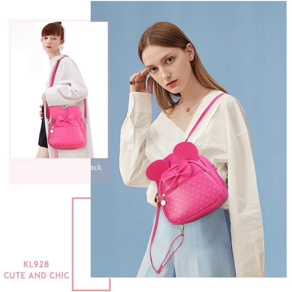 Bowknot Polka Dot Mini Backpack And Convertible Shoulder Bag Purse for Women - Picture 6 of 7